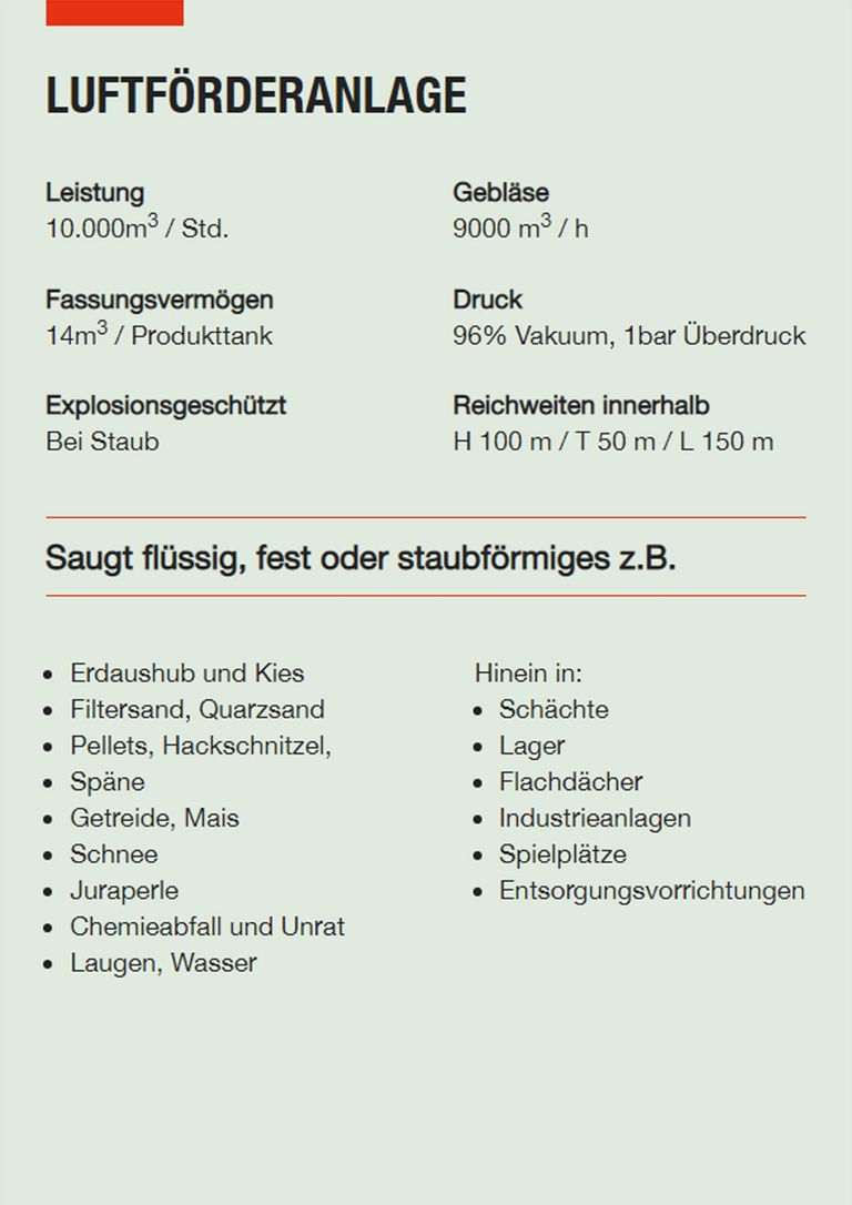 Saugbagger Eschborn - Technische Daten LFA
